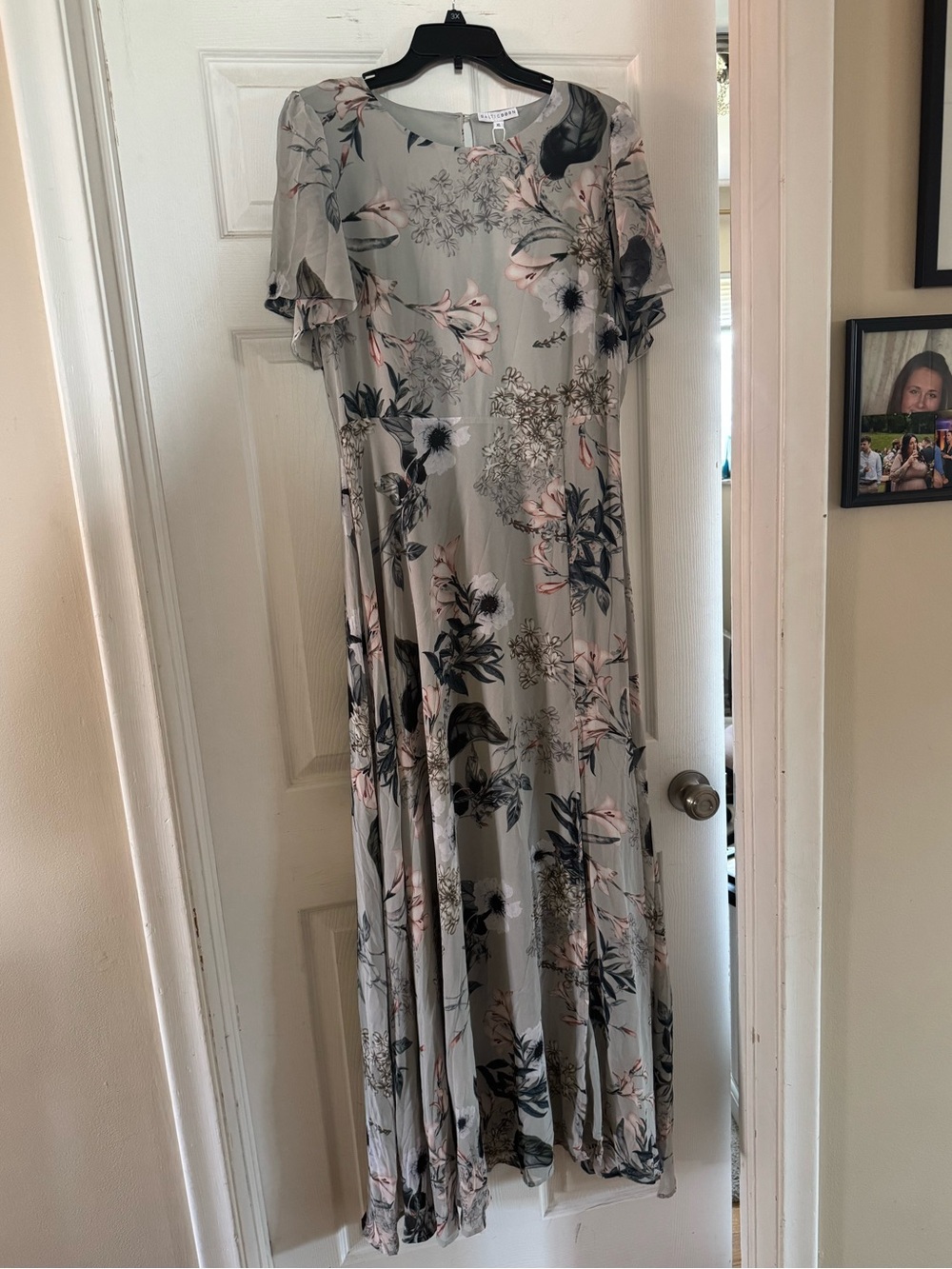 Baltic Born Naomi Floral Chiffon Maxi Dress XL Wedding Guest Pale Blue Floral - Picture 3 of 12